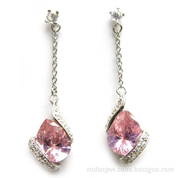 925 Sterling Silver Earring with Purple CZ Stone